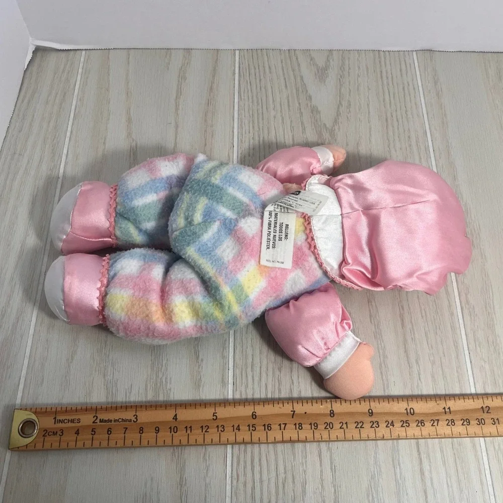 Playskool Snuzzles Baby Doll Pink Pastel Plaid Vintage 1996 squeaks